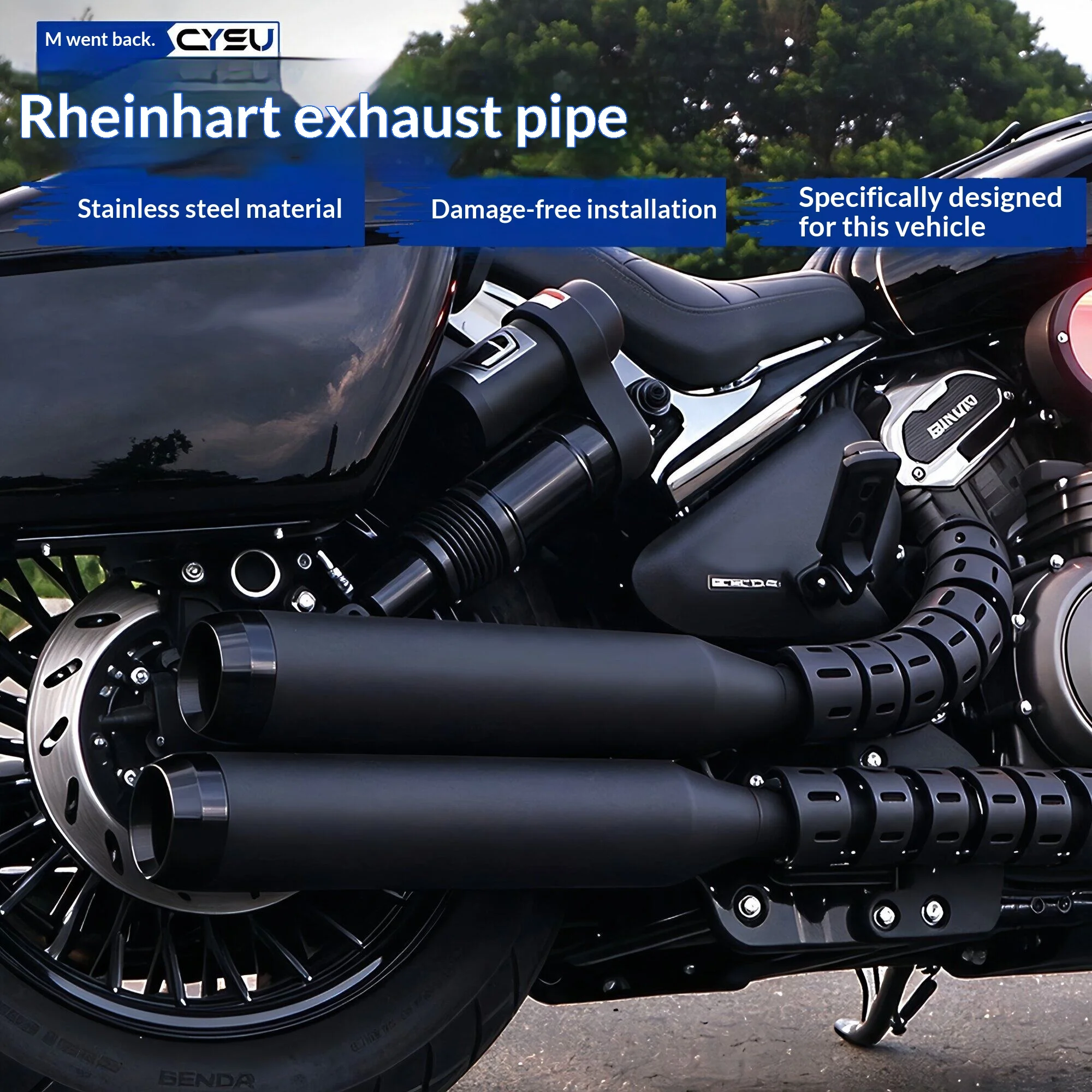 【Premium】For Black Flag 600 modified exhaust pipe Black Flag 600 modified Rheinhardt exhaust pipe is thick and low