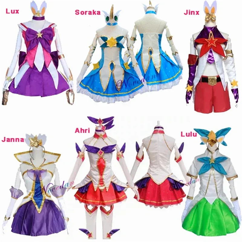 LOL Game Star Guardian Soraka Neeko Jinx Lulu Janna Lux Ahri Cosplay Costume Wig Halloween Fancy Lolita Dress Women MN7