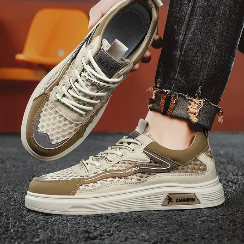 

Large Mesh Cloth Board Shoes Casual Fashion Thick Sole All Match Trend Color Matching New Wear-resistant Lace-up Walking Shoes