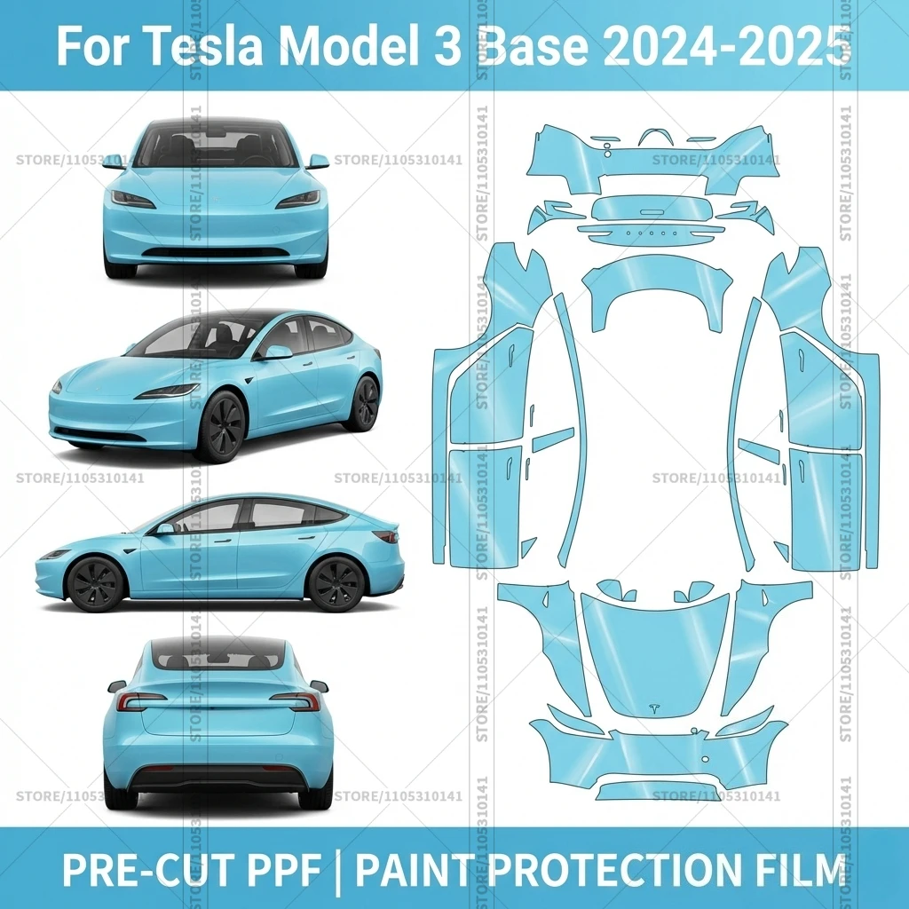 

Для Tesla Model 3 Base 2024-2025: Профессиональная прозрачная защитная пленка PPF (8.5 мил), предварительно вырезанная, для автомобиля
