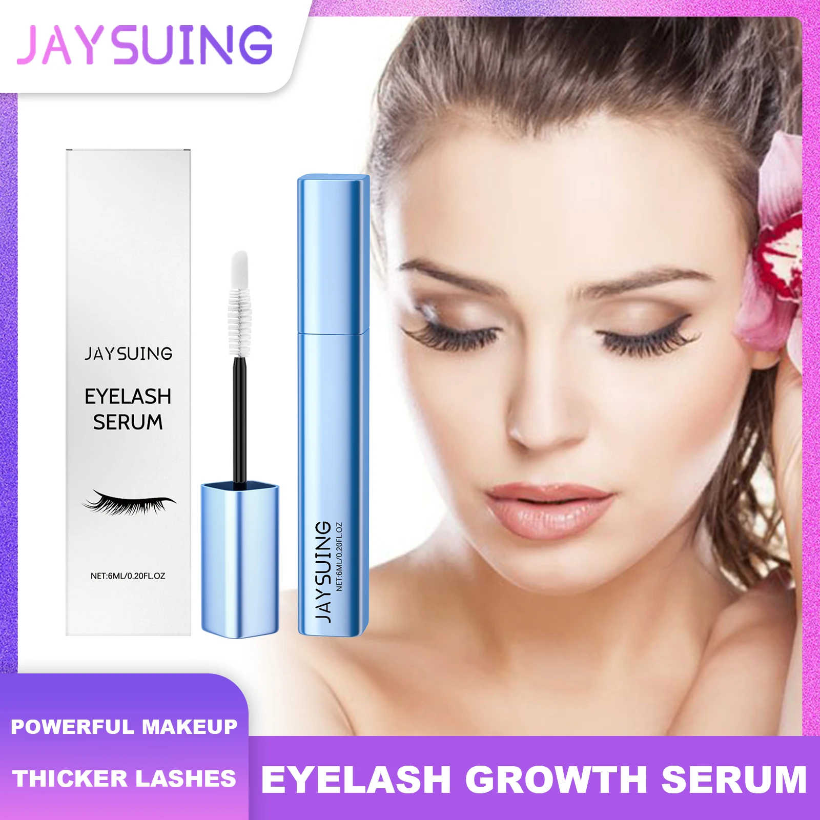 Jaysuing Wimpernwachstumsserum, verlängernde Wimpern, kraftvolles Make-up, dickere Wimpern, natürliches Curling, Wimpernlifting, Pflegeprodukte, Schönheit