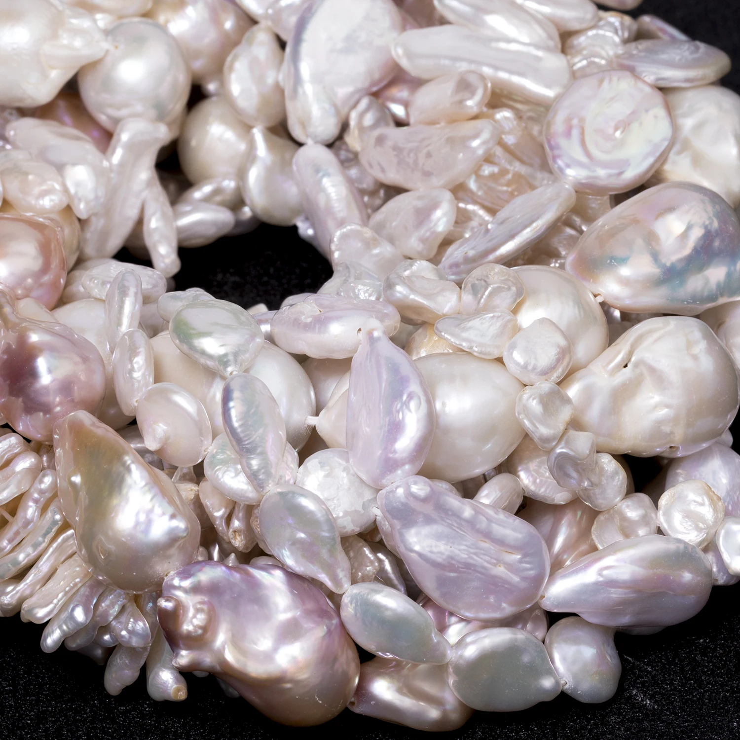 Natural Irregular Freshwater Pearl Beads Water Droplet Round Elongated Shape Shell Beads for Jewelry Making DIY Pendant Necklace