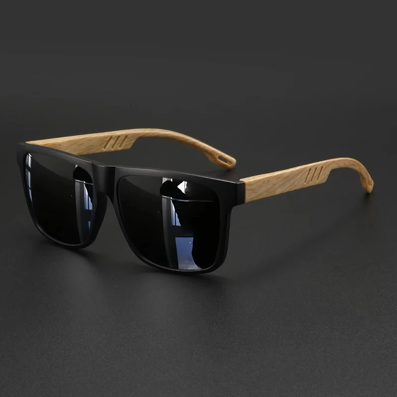 

Retro UV Resistant Trendy Sunglasses Fashionable Wood Grain Spring Hinge UV400 Unisex Suitable For Driving Hiking Travel New