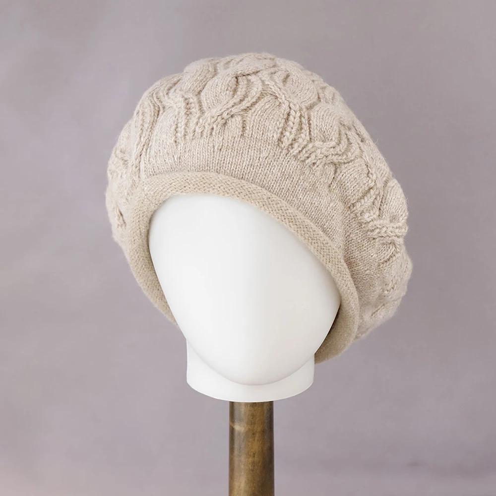

Beret Women Winter Knit Hat Casual Solid Color Warm Accessory For Autumn Outdoors Sports Cold Weather