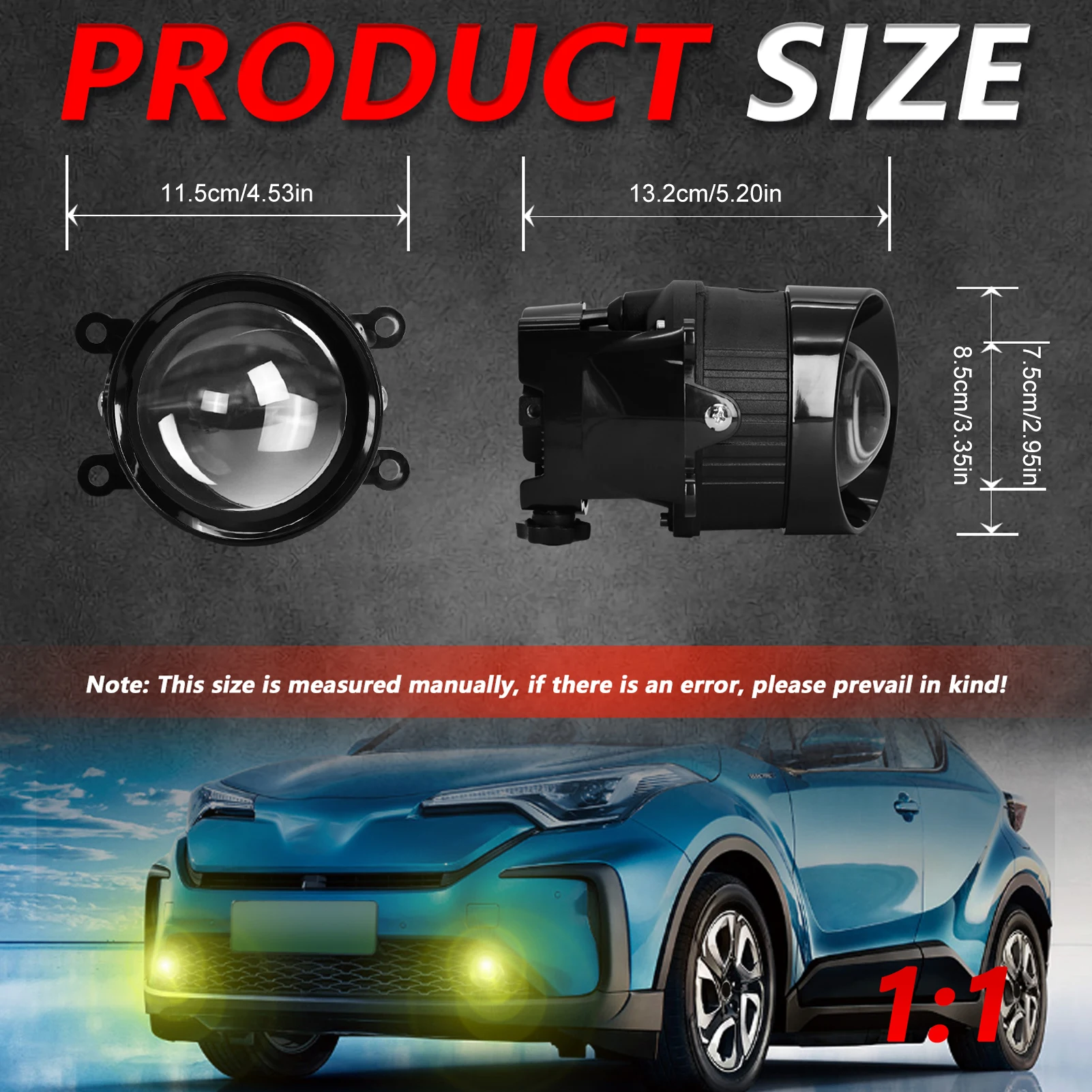 3 Inch LED Fog Lights, High Power IP67 Car Fog Lights, Off-Road Driving Lights Replacement for Honda Replacement for Ford