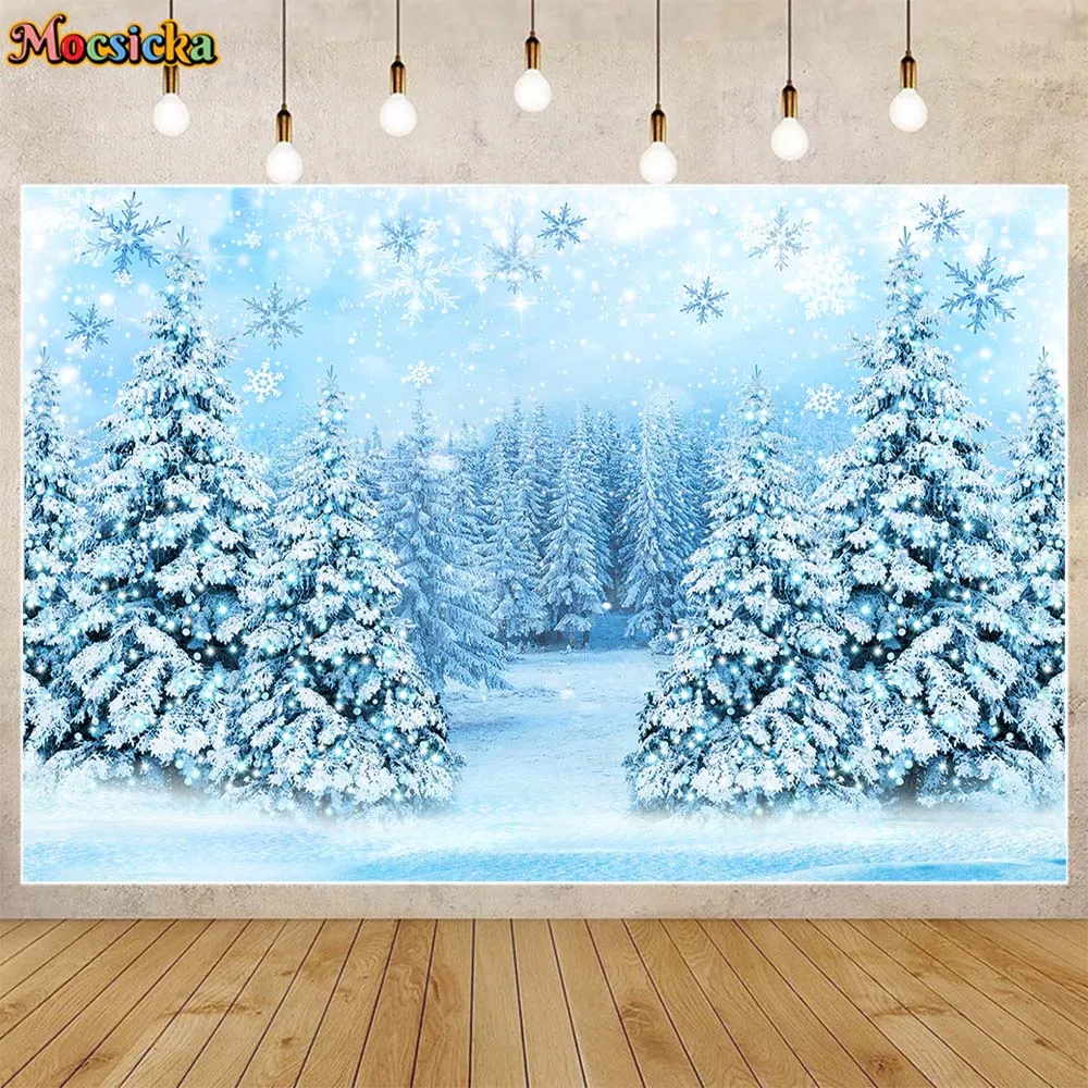 

Mocsicka Winter Wonderland Photo Background Snow Forest Snowflake Baby Children Photography Backdrop Photo Studio Photocall Prop