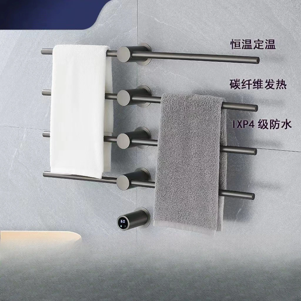 Electric towel rack, concealed intelligent digital display carbon fiber heating drying towel rack, bath towel rack