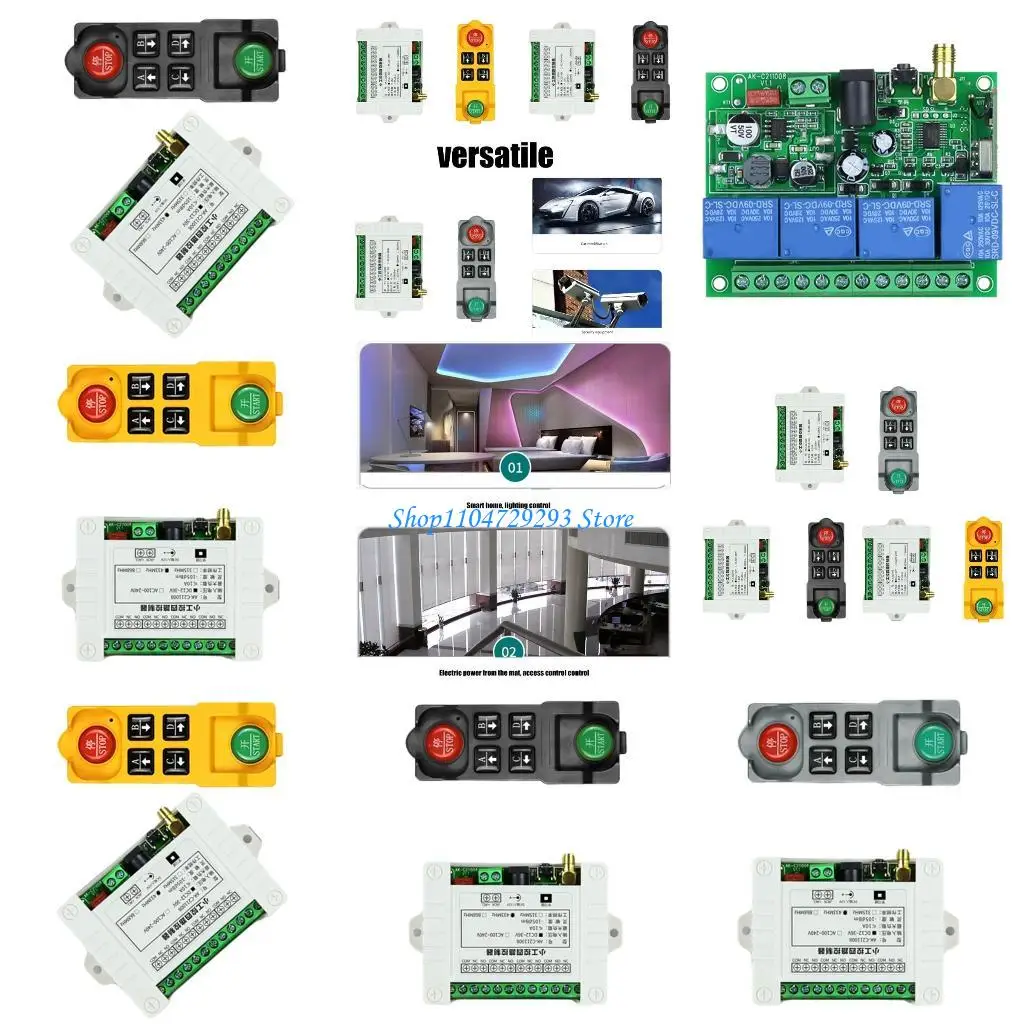Y2GD 1 Set Wireless Remote Control and 4 Channel Controller 433MHz for Electric Door