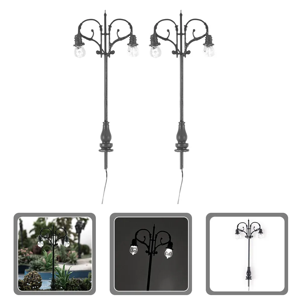 

2Pcs Mini Street Lamp Models for Sand Table Decoration Microlandscape Ornament Garden Path Decor Miniature House Landscape Decor