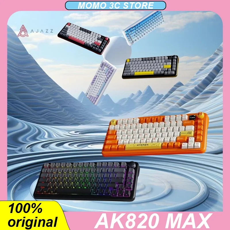 

Ajazz Ak820 Max Mechanical Customized Keyboard 3-mode Wireless Bluetooth Wired/Wireless With Tft Color Screen Hot Swap Game Gift