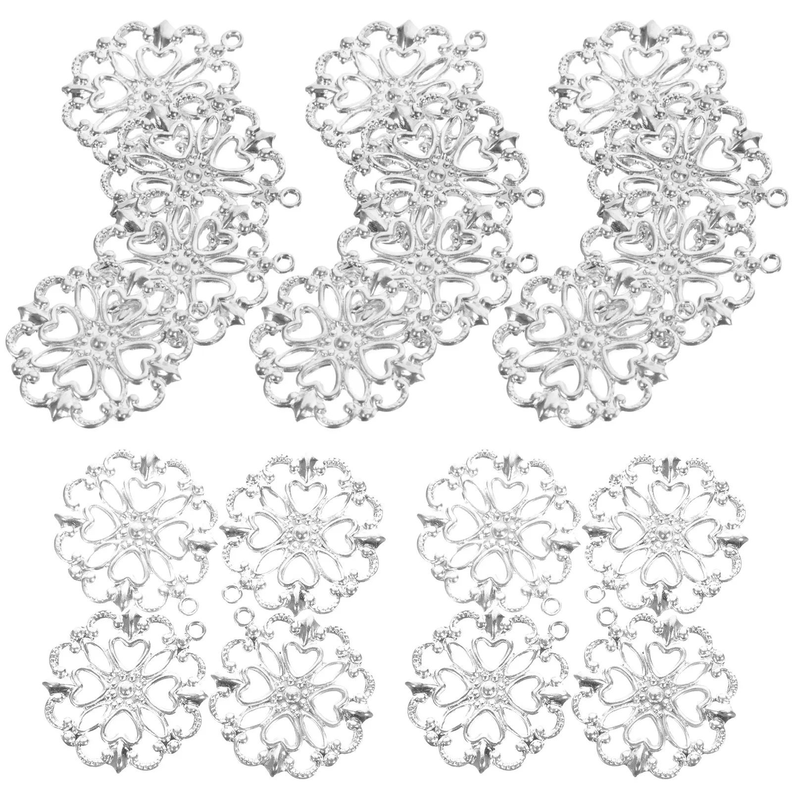 

100 Pcs Flower Retro Charm Necklace Making Supplies DIY Jewelry Material Silver Alloy Charms Bracelet Pendant Valentines Gifts