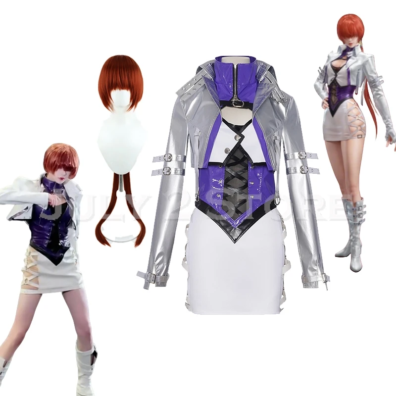 Anime KOF Shermie Cosplay disfraz abrigo Sexy mujer traje luchadores ropa de fiesta de Halloween Naraka: falda Bladepoint D juego de rol