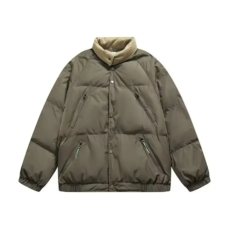 

Faionable Loose Men's Cotton Jaet Bread Sle ort Coat Autumn Winter Large Size 250 Pou Youth Trend Zipper Closure