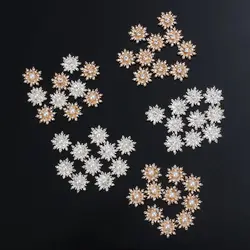 10Pcs Rhinestone Pearl Snowflake Buttons DIY Craft For Clothing Decoration Hairpin Accessories