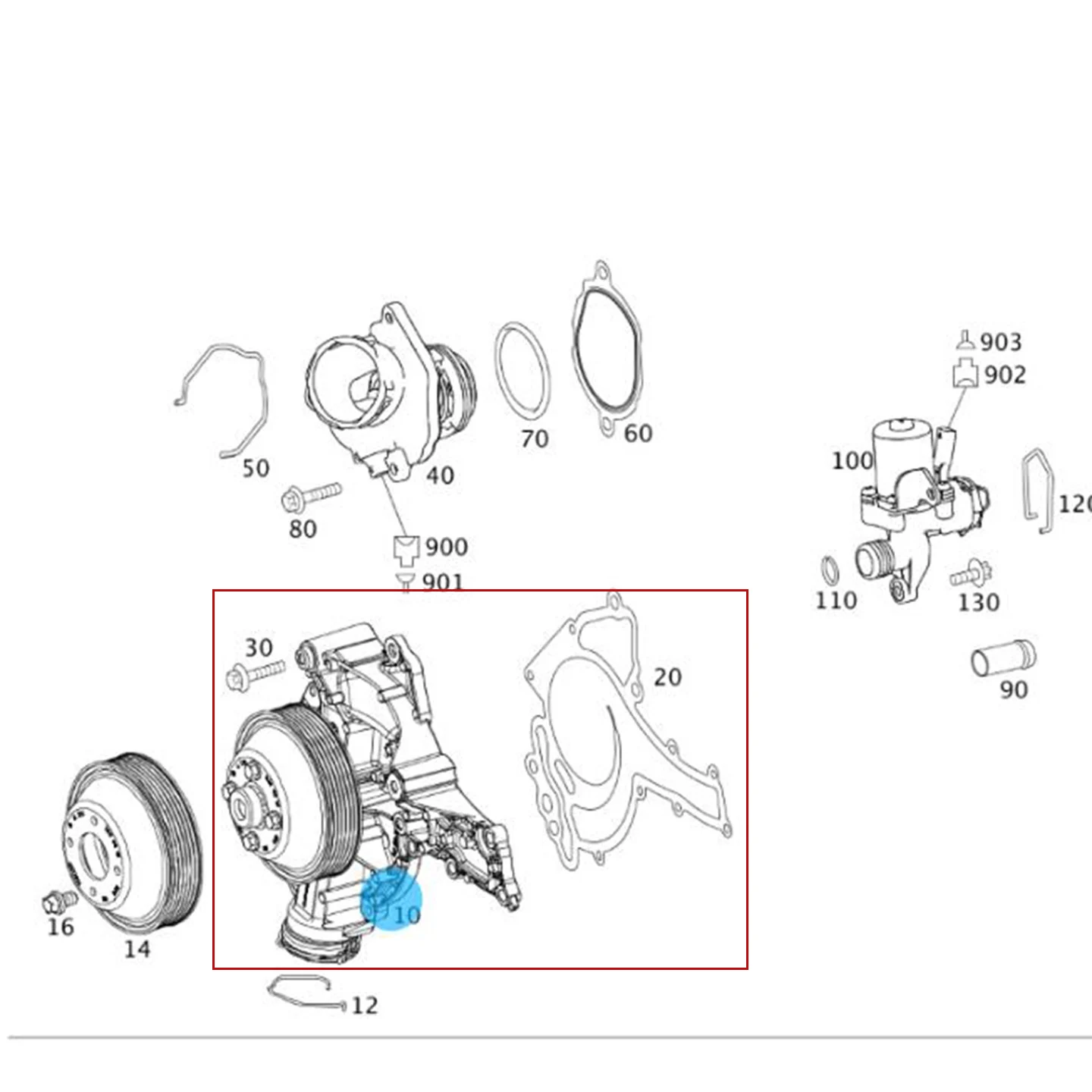 A2722000901 Hochwertige Motorwasserpumpe für Mercedes-Benz W203 W204 C230 C280 C300 C350 CLK GLS E280 E300 E350R350 2722000401 – Detail 1