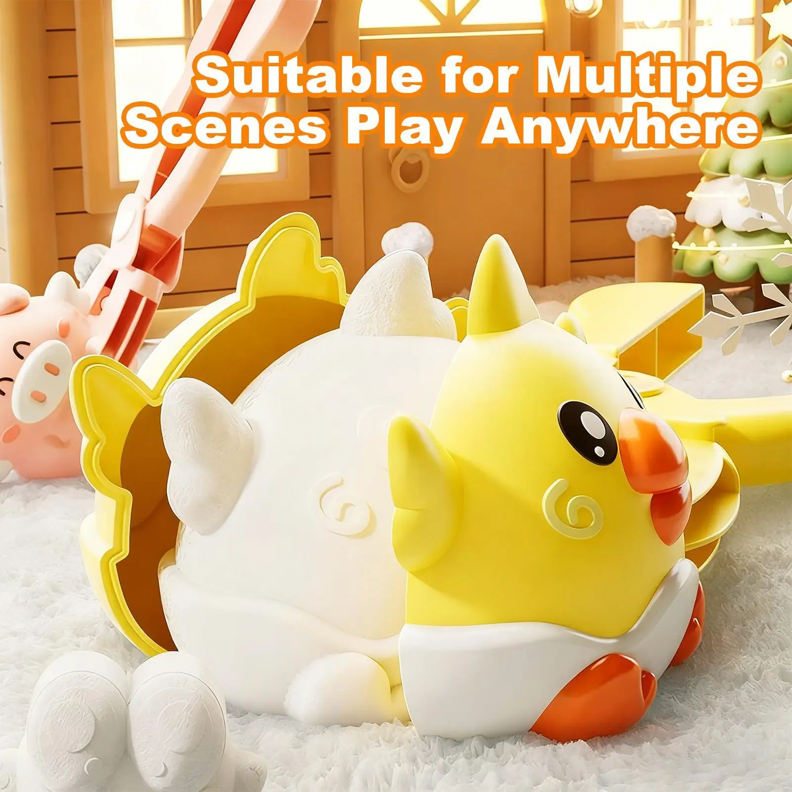 صانع كرات الثلج على شكل حيوان، مشبك على شكل دجاجة، ألعاب كرات الثلج للأطفال والكبار في الهواء الطلق والحديقة والفناء الخلفي لعبة عيد الميلاد الشتوية #4