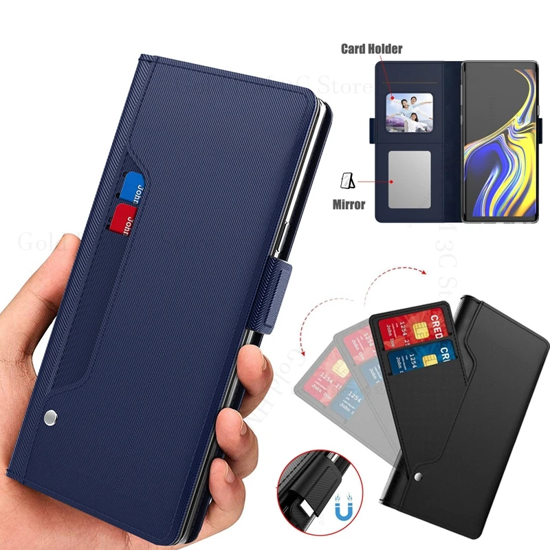 

For ZTE nubia Z60 Ultra Z50S Pro Magnetic Flip Kickstand Leather Case For Axon 60 Lite 30 40 Ultra Card Slot Wallet Mirror Cover