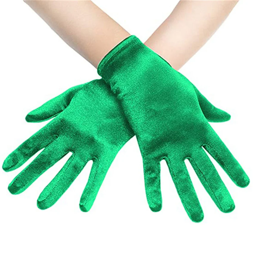 Smooth Satin Color Ding Ladies Short Wedding Gloves Etiquette Party Performance Decoration Dresses Matching Elegant Mittens Nv2
