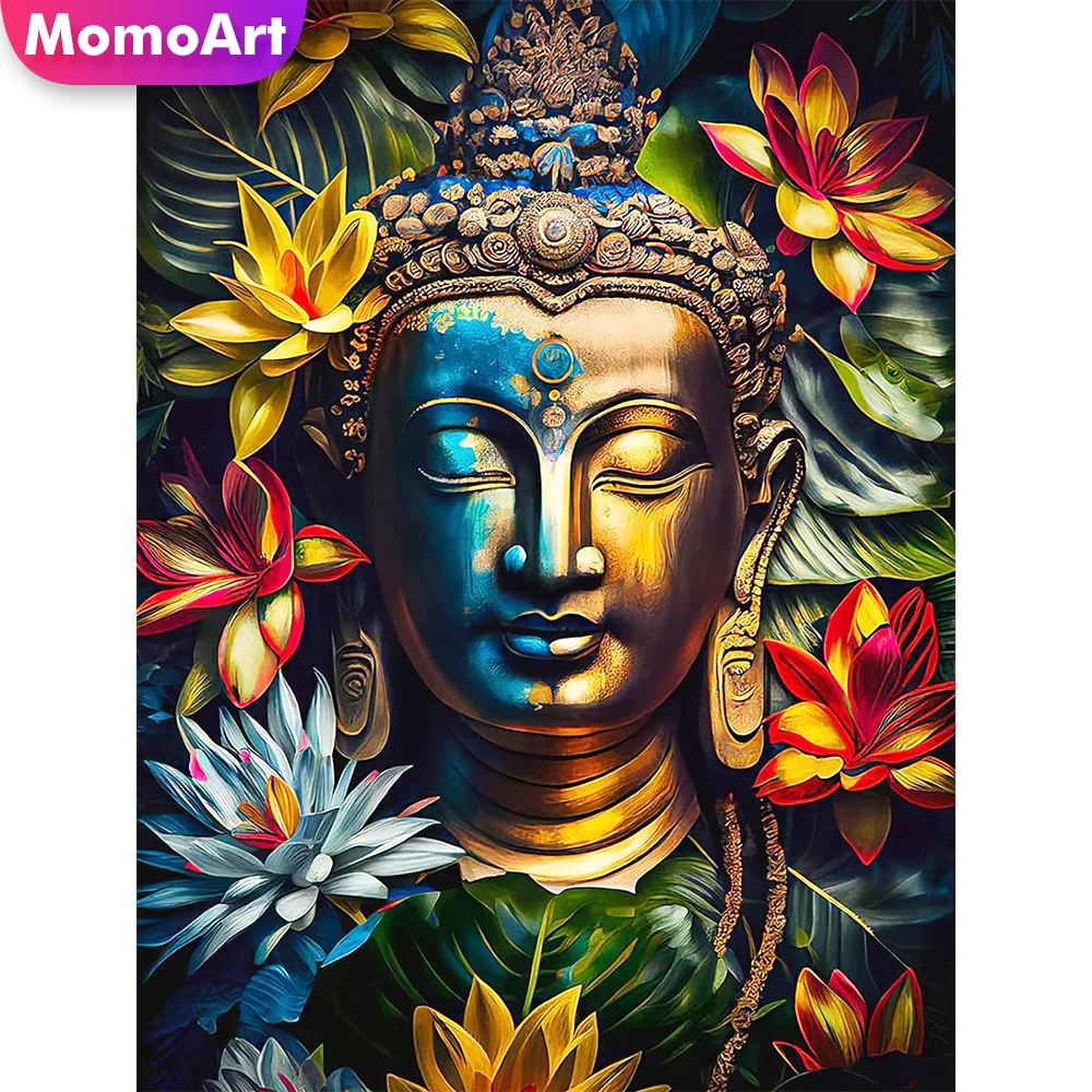 Momoart Diamond Painting Buddha New arrival Mosaic Religion Picture Rhinestones Portrait Embroidery Lotus DIY Home Decor