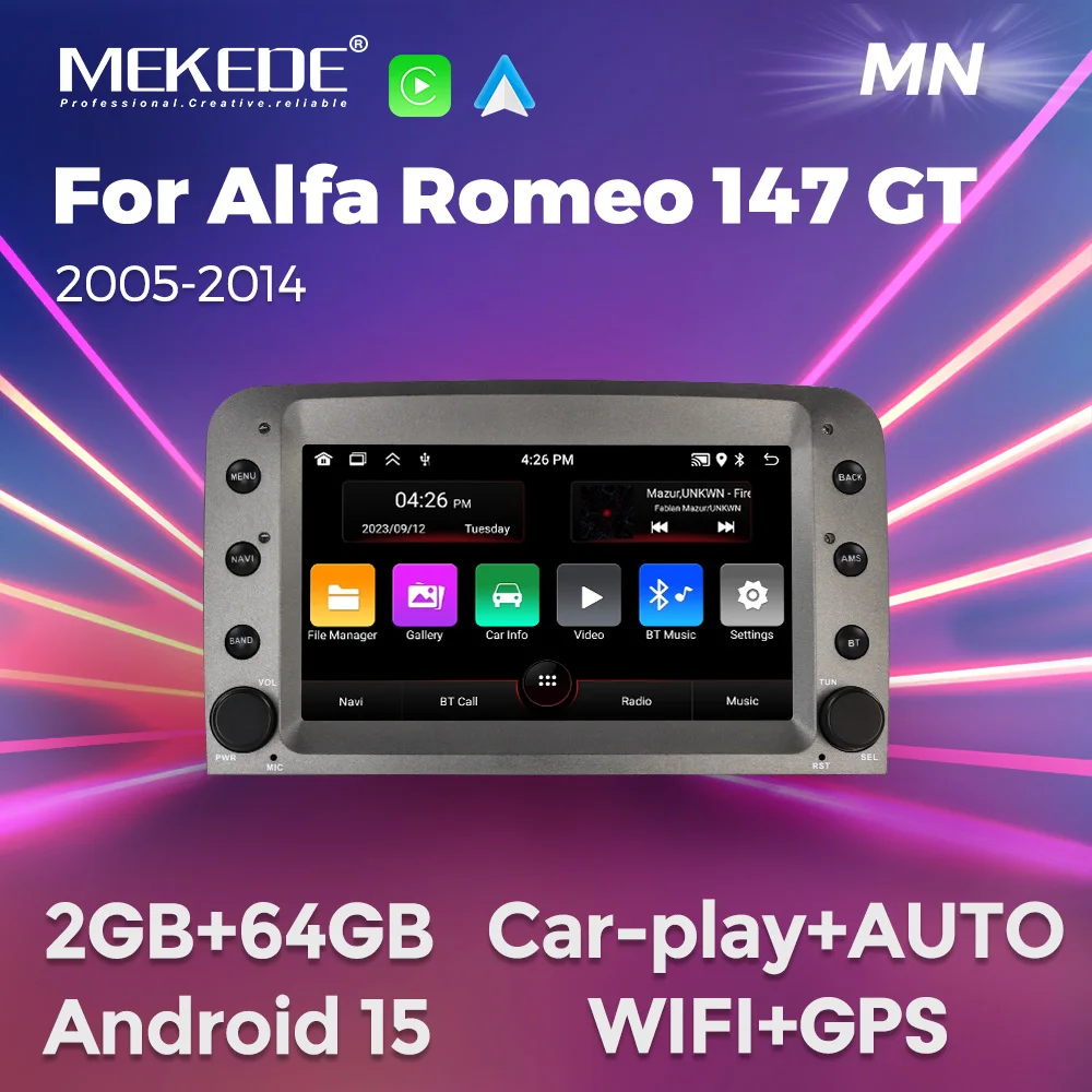 

MEKEDE Android 15 7inch For Alfa Romeo 147 GT 2005-2014 Intelligent car machine system Wireless car-play Android auto 4GLTE wifi