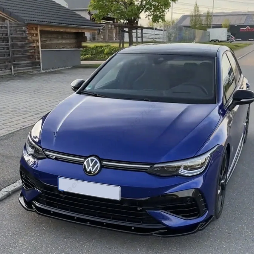 لفولكس واجن جولف 8 MK8 R 2020-2024 ماكستون نمط سيارة الجبهة حافة مصد السيارة الفاصل المفسد الناشر الجسم أطقم ضبط لمعان أسود