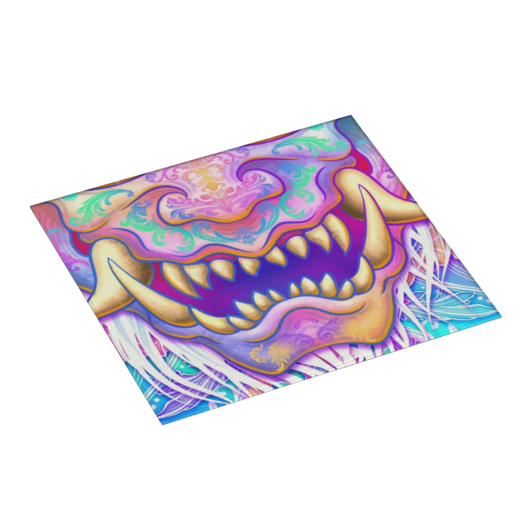 Vaporwave Harajuku Oni Drying Mat Kitchen Waterproof Reusable Japanese Samurai Demon Hannya Bathroom Countertop Protector Mat