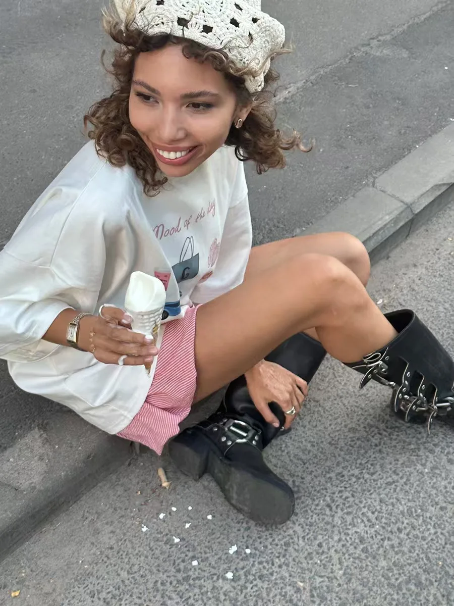 

Повседневная круглая футболка Ne ort Sve, топ с принтом, свободный крой, хлопок, летняя модная женская футболка с креативным узором