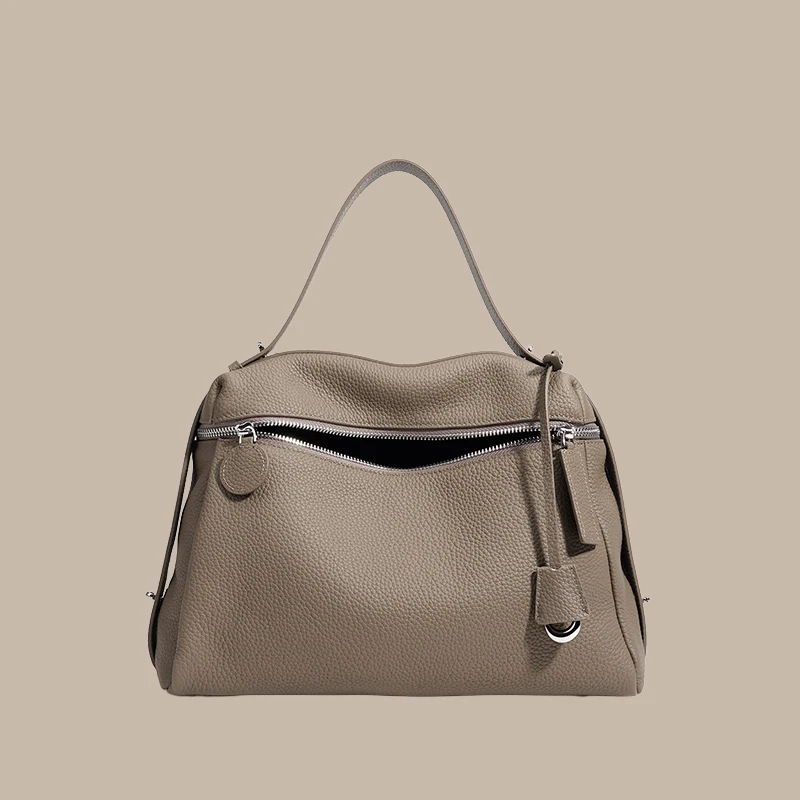Rowone Top-handle Bag Real Leather Handbag Simple Large Capacity Crossbody Bag Commuter Shoulder Bag Fashion korean popular Bag