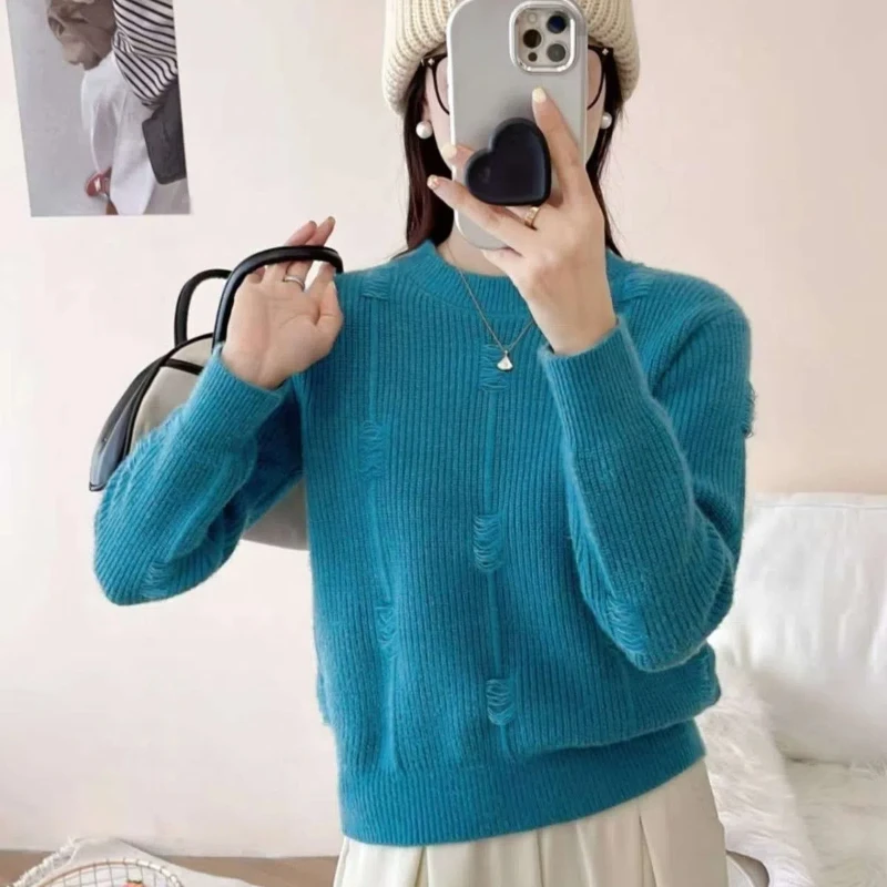 

Простота офисных женщин, осенние свитера-переможчи, женские однотонные свитера с круглым вырезом и кисточками, утепленные модные пуловеры с длинными рукавами, вязаные топы