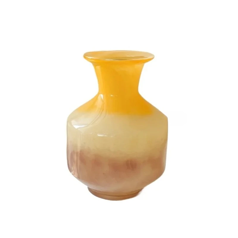

Yellow texture gradual change in the ancient style new Chinese glass glass vase flower arrangement ornament