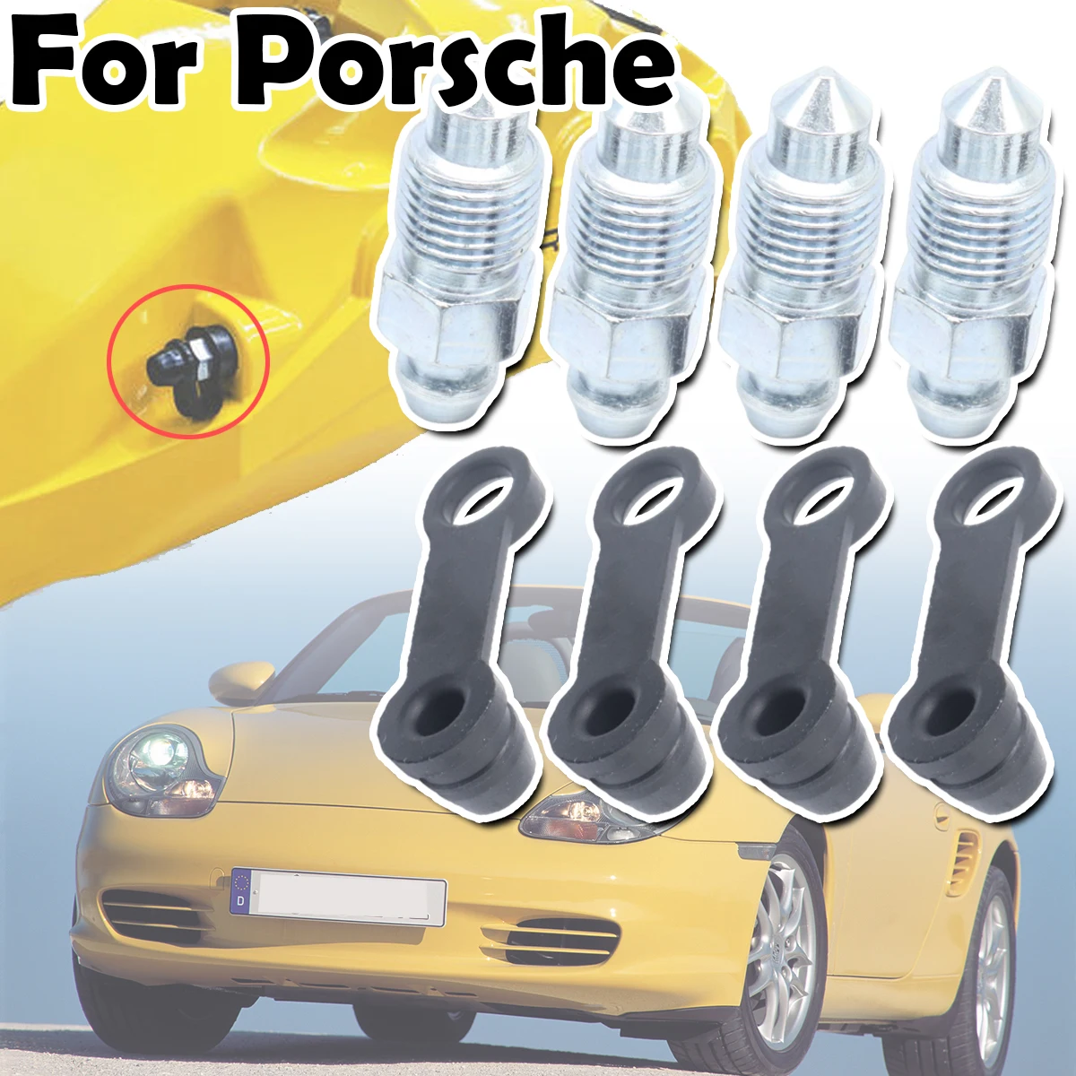 

For Porsche 911 Boxster 986 Cayman Front Bleeder Valves and Rubber Dust Caps Left Right Caliper Bleed Nipple Screw Repair Kit