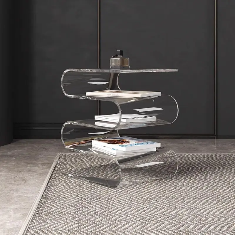 

Bedroom acrylic storage rack household magazine transparent edge few