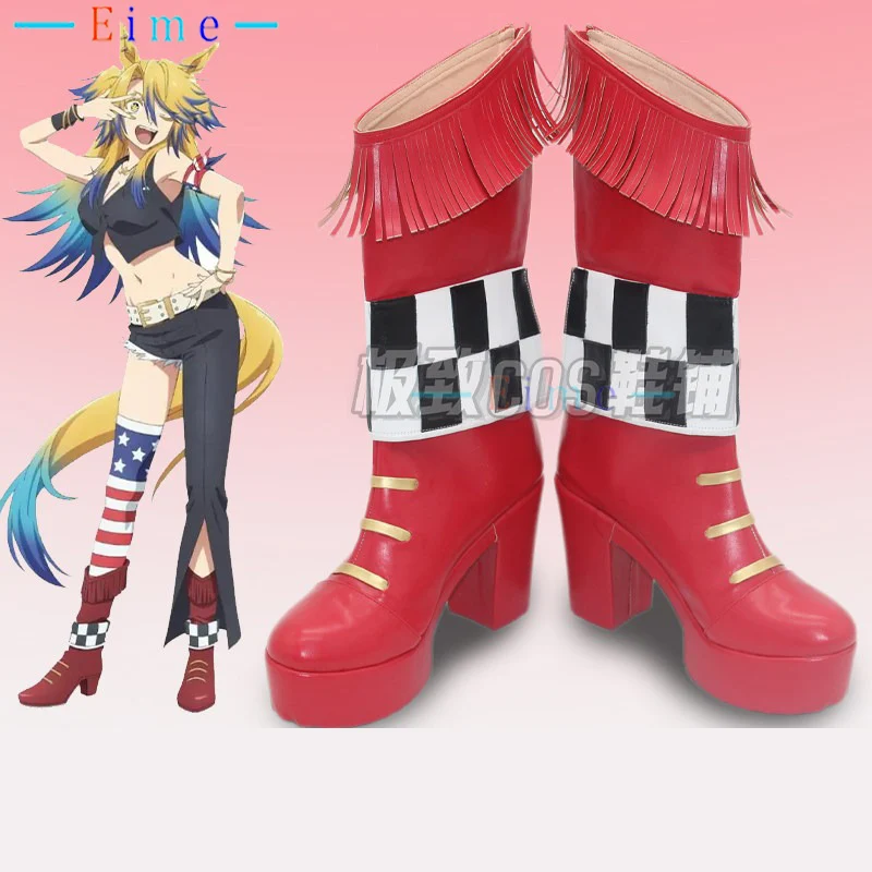 

Game Pretty Derby Obey Your Master Cosplay Shoes Red High Heels Halloween Carnival Boots Custom Made Big Size