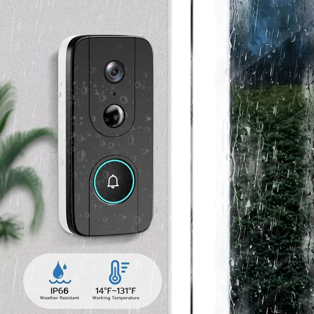 5MP Wireless Wifi Video Doorbell Camera Home Safety Battery PIR Human Motion Detection High Definition Doorbell Second Wire