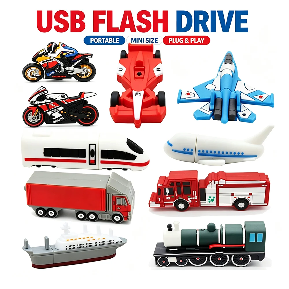 USB Flash Drives 128G Car model USB High-speed Transfer External Storag Airplane Excavator Pen Drive 32G 64G Flash Memoria Disk