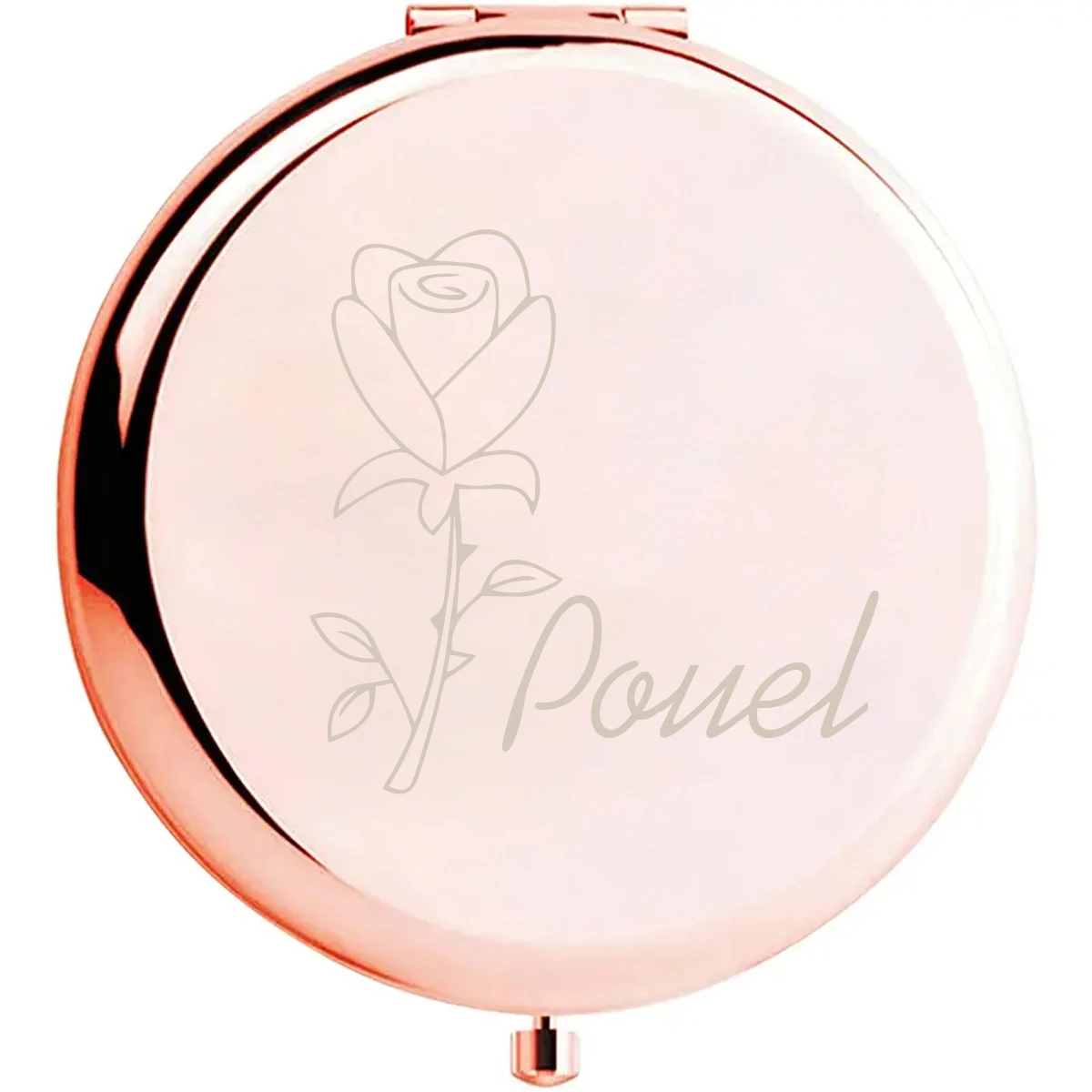 1pc Cartoon rose Customized Name Fold Mirror Pocket Mirror Mirror With Name Makeup Mirror Round Circle Mirror For Wedding Bride