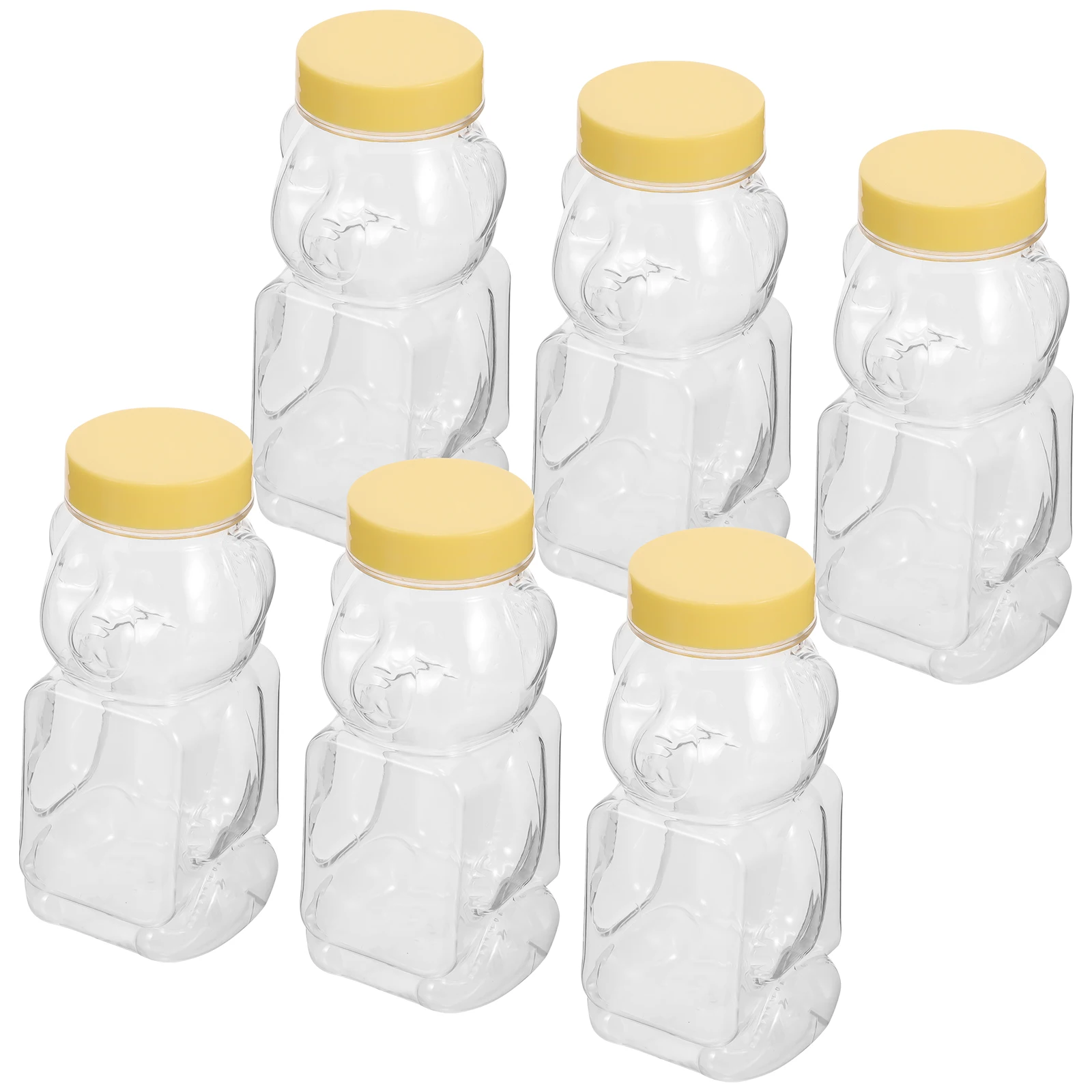 

6pcs 160ml Bear Shaped Honey Bottle Cartoon Jar Kitchen Food Storage Sealed Container Wedding Gift Cap Color
