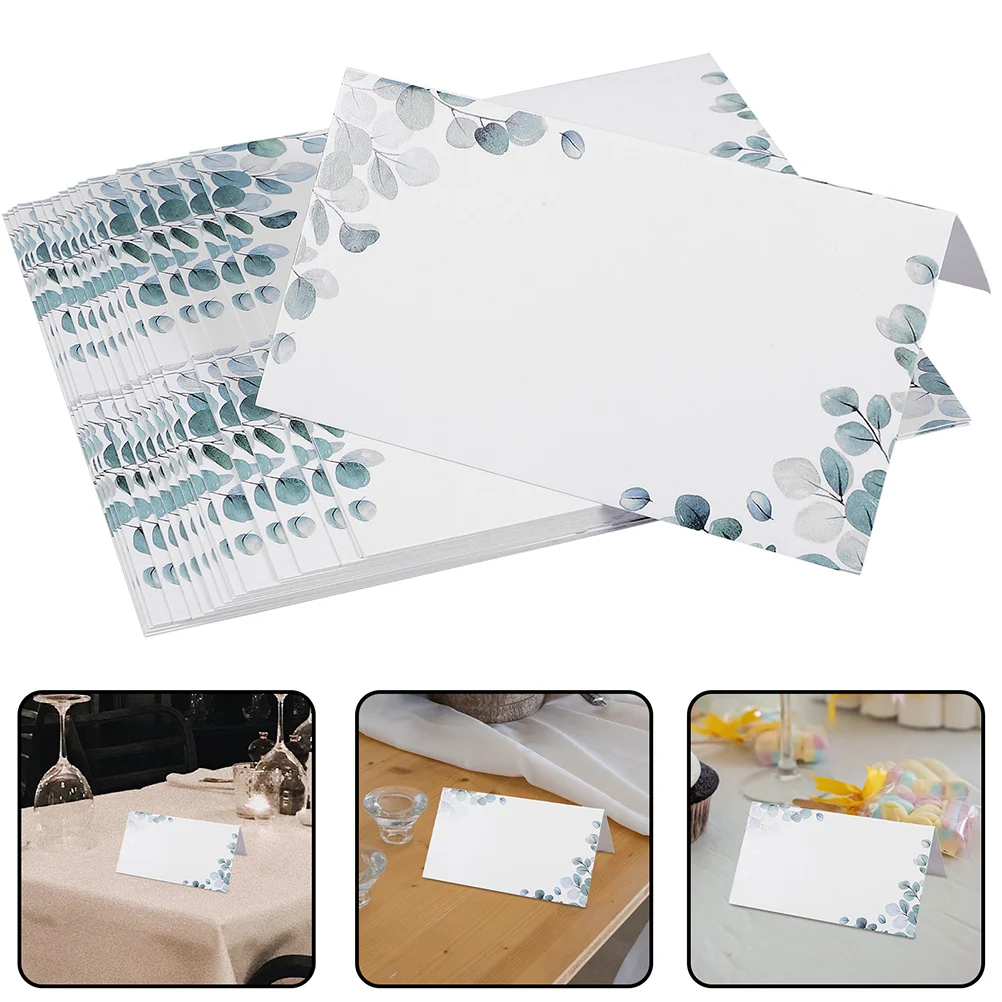 

40Pcs Eucalyptus Wedding Invitation Place Cards Foldable Seating Name Tags Table Decor for Birthday Party Baby Shower