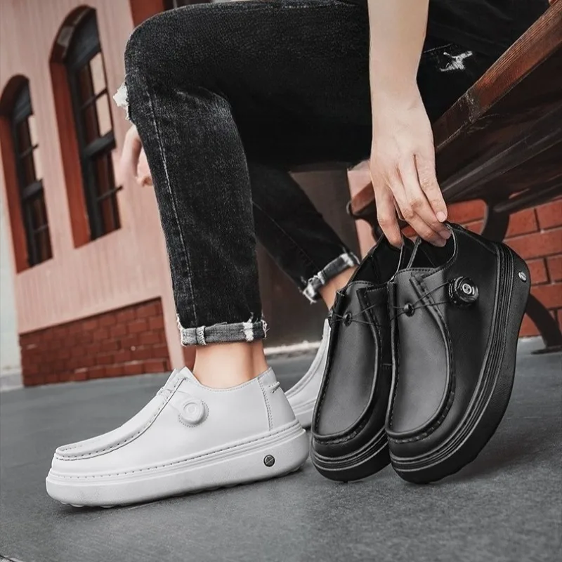 Men's Fashion Concise Design Low Top Thick Soled Casual Single Shoes 2025 Autumn New Style Comfortable Versatile Chunky Sneakers