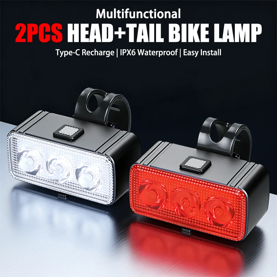 AliExpress NONE Bicycle Front & Rear Light Set Rechargeable Portable LED Headlight Taillight for Mountain Road Biking Night Riding Accessories
