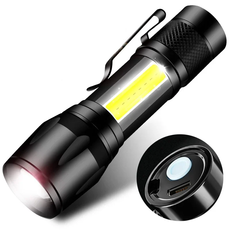 

Mini Zoom Torch Built-in Battery Rechargeable LED Flashlight High Power Outdoor Camping Waterproof Tactical Flashlight Wholesale