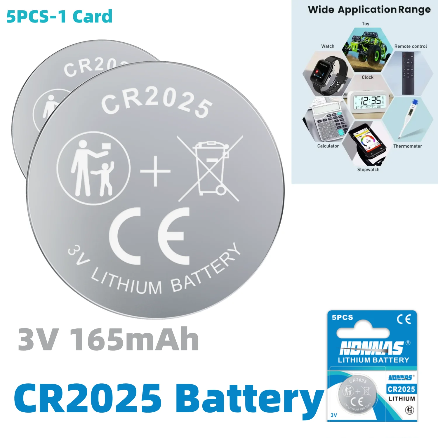 5-100Pcs CR2025 3V 165mAh Lithium Coin Cell Button Battery DL2025 BR2025 5018LC For Watch Key Fob Remote Clock Electronic Device