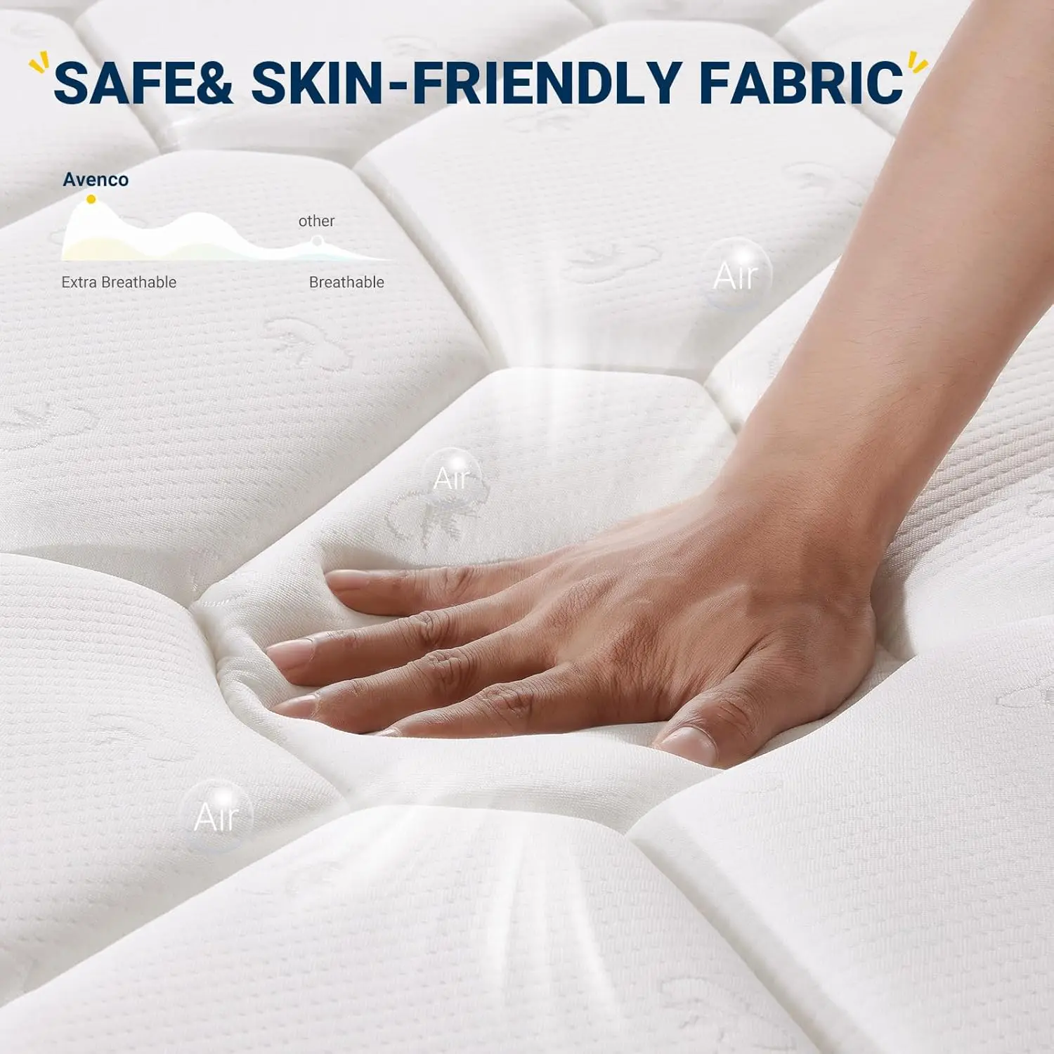 Colchão duplo de 8 polegadas, colchão híbrido de espuma e molas em uma caixa, tecido médio macio, respirável e suporte adaptativo, CertiP