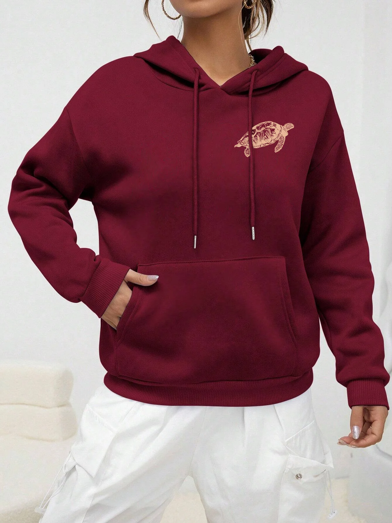 Respect The Ocean Green Turtle Women Hoodie Harajuku High Quality Hoody Vintage Warm Sweatshirt Autumn Loose Casual Tracksuit