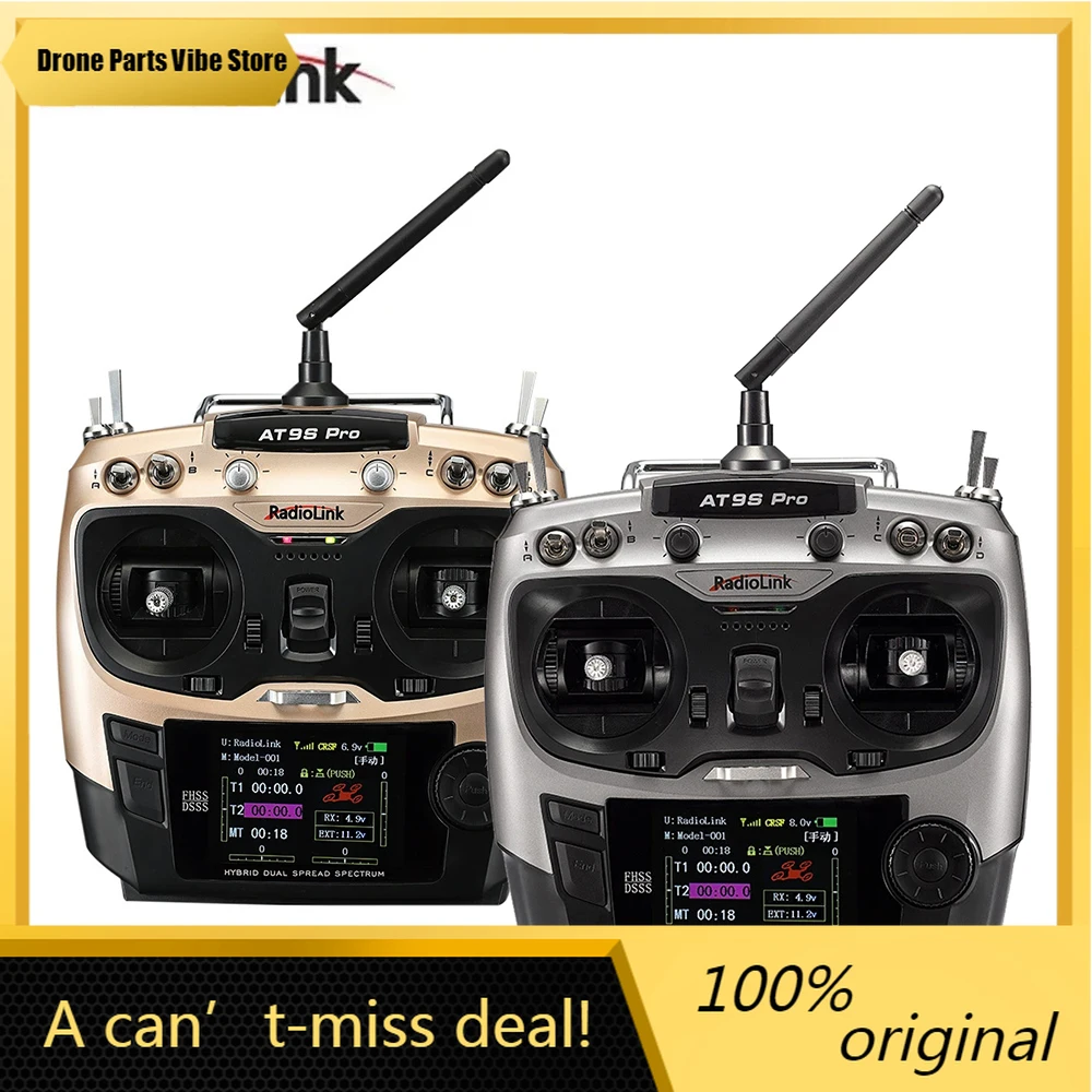 FyRadioLink AT9S PRO 2.4G 12CH DSSS FHSS Transmitter With R9DS Receiver for RC Fixed-wing Helicopter FPV Long-Range Drone