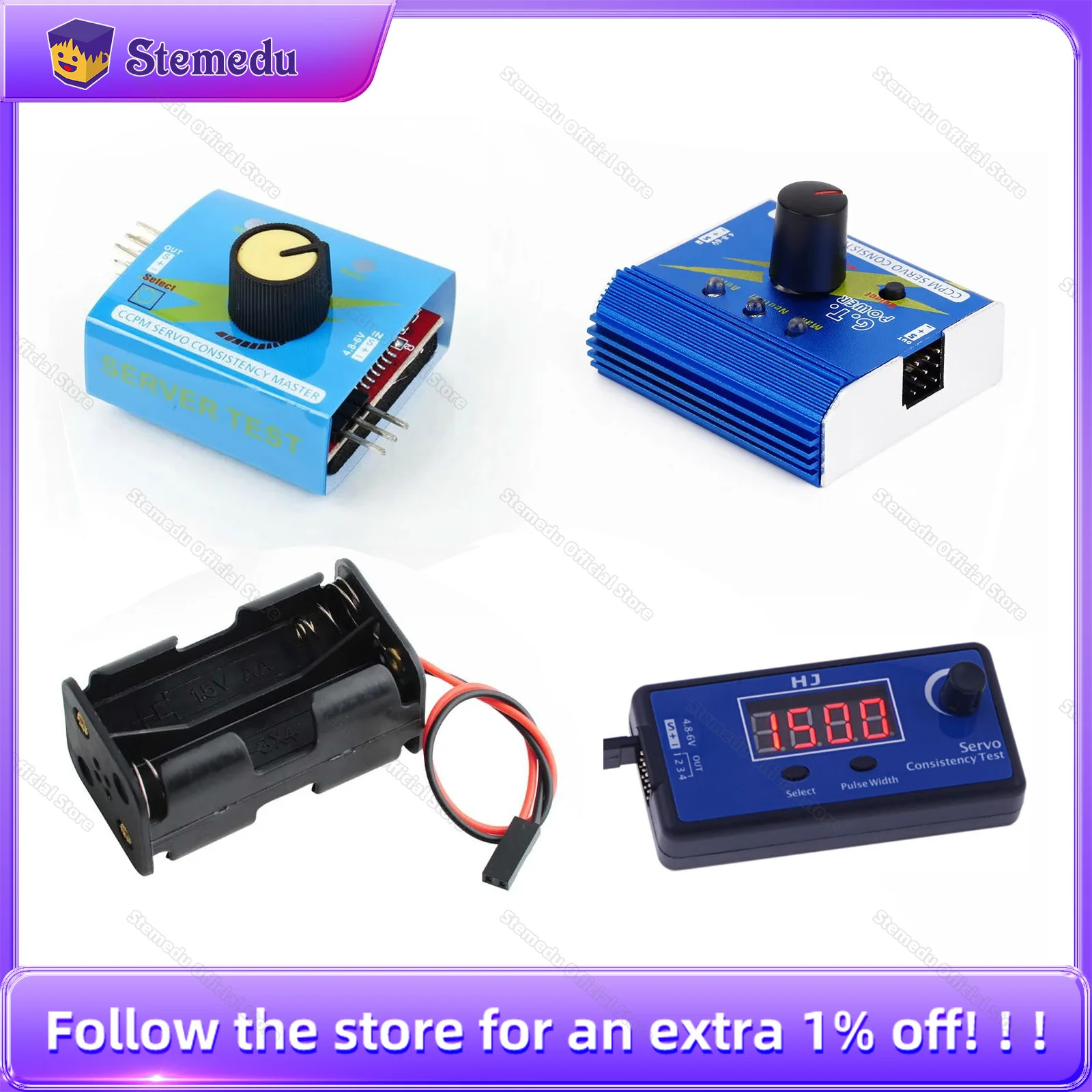 Testeur de Servo numérique 3CH, contrôleur de vitesse ESC, vérificateur CCPM Consistency Master, support de batterie AA à 4 cellules, étui pour voitures et servos RC