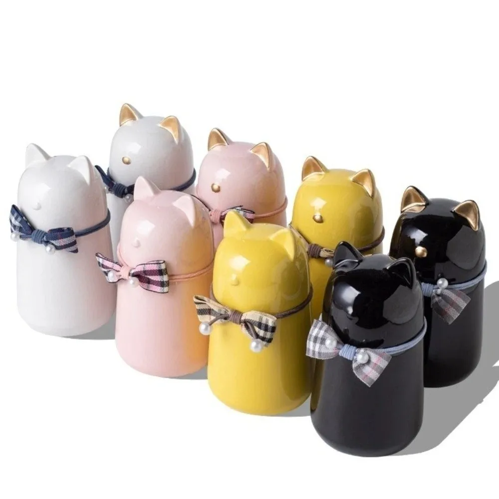

Cute Ceramic Pet Memorials Urn Cat Shaped Handcrafted Cat Cremation Urns with Bow Tie Decorative Pet Ash Holder Funeral Supplies