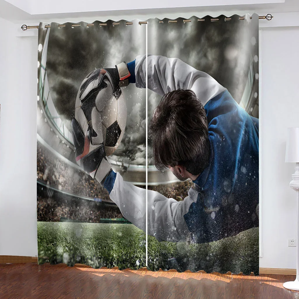 Basketball Football Field Soccer Play 2 Pieces Free Shipping Thin Children's Curtain for Boys Window Living Room Bedroom Decor