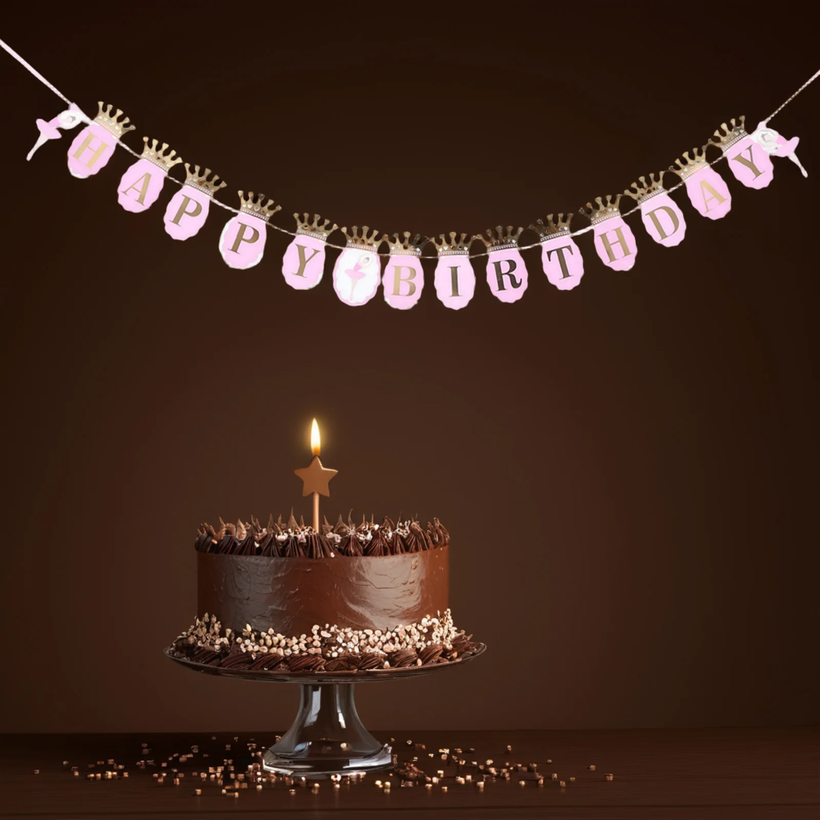 

360cm Birthday Party Banner Ballet Girl Theme Happy Paper Decor 3.6M Latte Flowers Bunting Wall Hanging Supplies