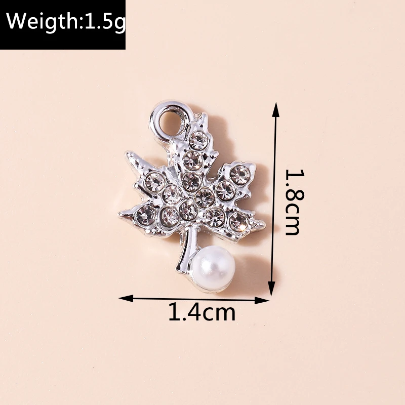 Leslie 10 Stück wunderschöne Perlen-Kristall-Kanada-Ahornblatt-Anhänger für handgefertigte Halsketten, Armbänder, DIY-Schmuckherstellung – Detail 9